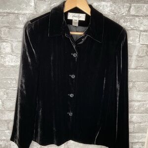 Jones New York Vintage 5 button Velvet Jacket/blazer,silk blend,luxe feel&look